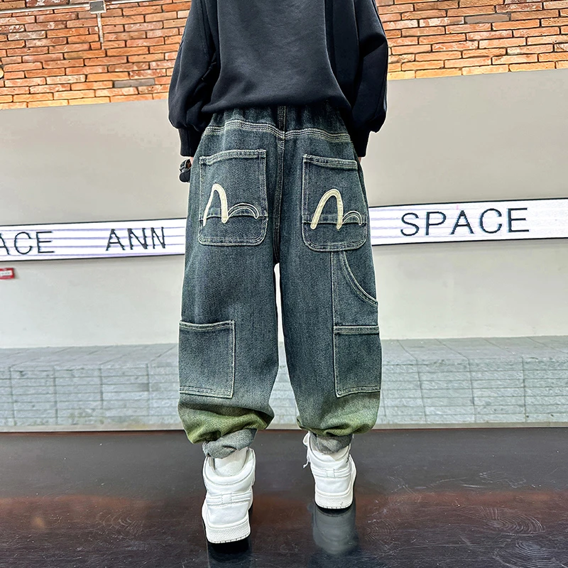 男童春秋装复古宽松工装牛仔裤2023新款儿童装男孩秋季K233KZ3528