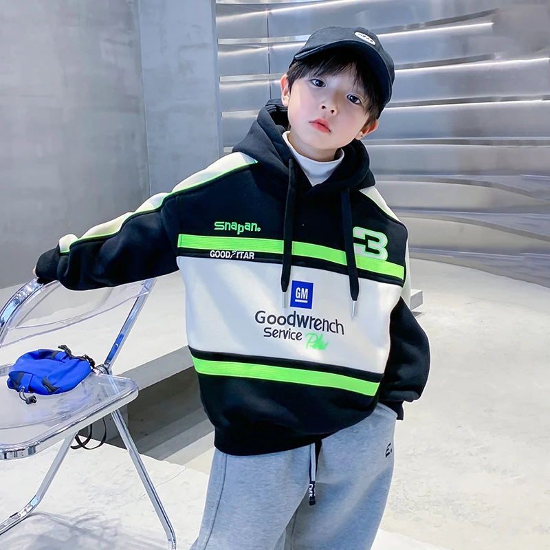 儿童春季酷帅连帽卫衣2023新款中大男童潮牌衣服男孩K231WY1831