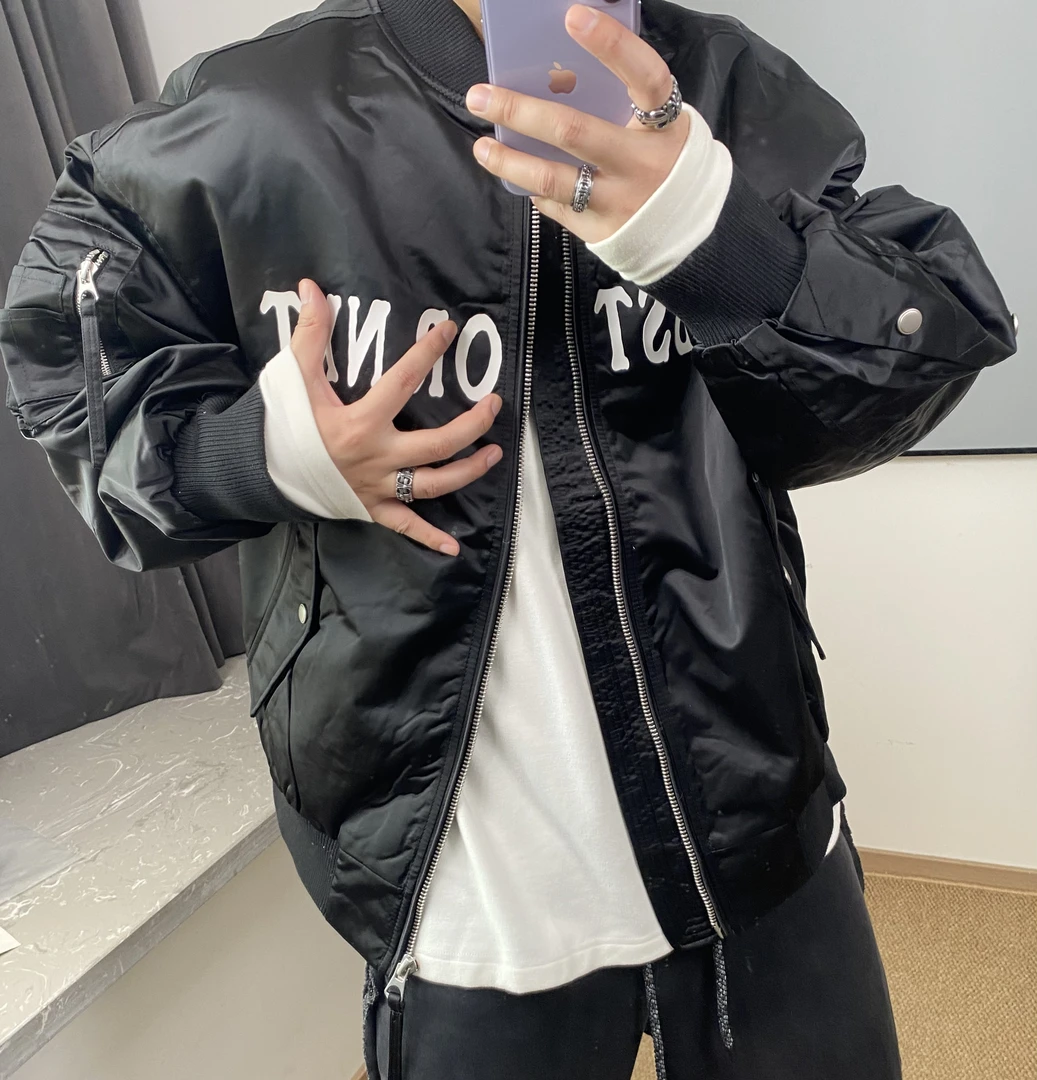 YZD【私订新品】潮流美式复古立体字母胶印棒球羽绒服外套Y5016