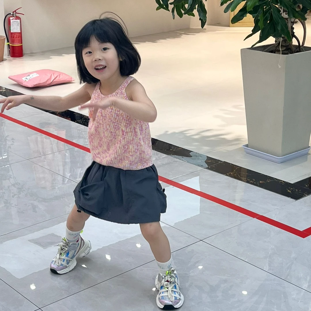 针织混色背心度假户外通风防失稳女童亲子夏季度假少女圆领吊带