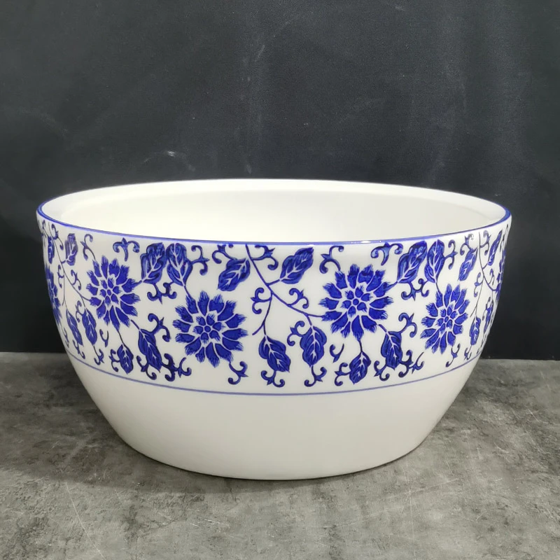青花瓷加厚加深钵钵鸡盆米缸和面盆调料盆超市酱菜盆陶瓷咸菜盆