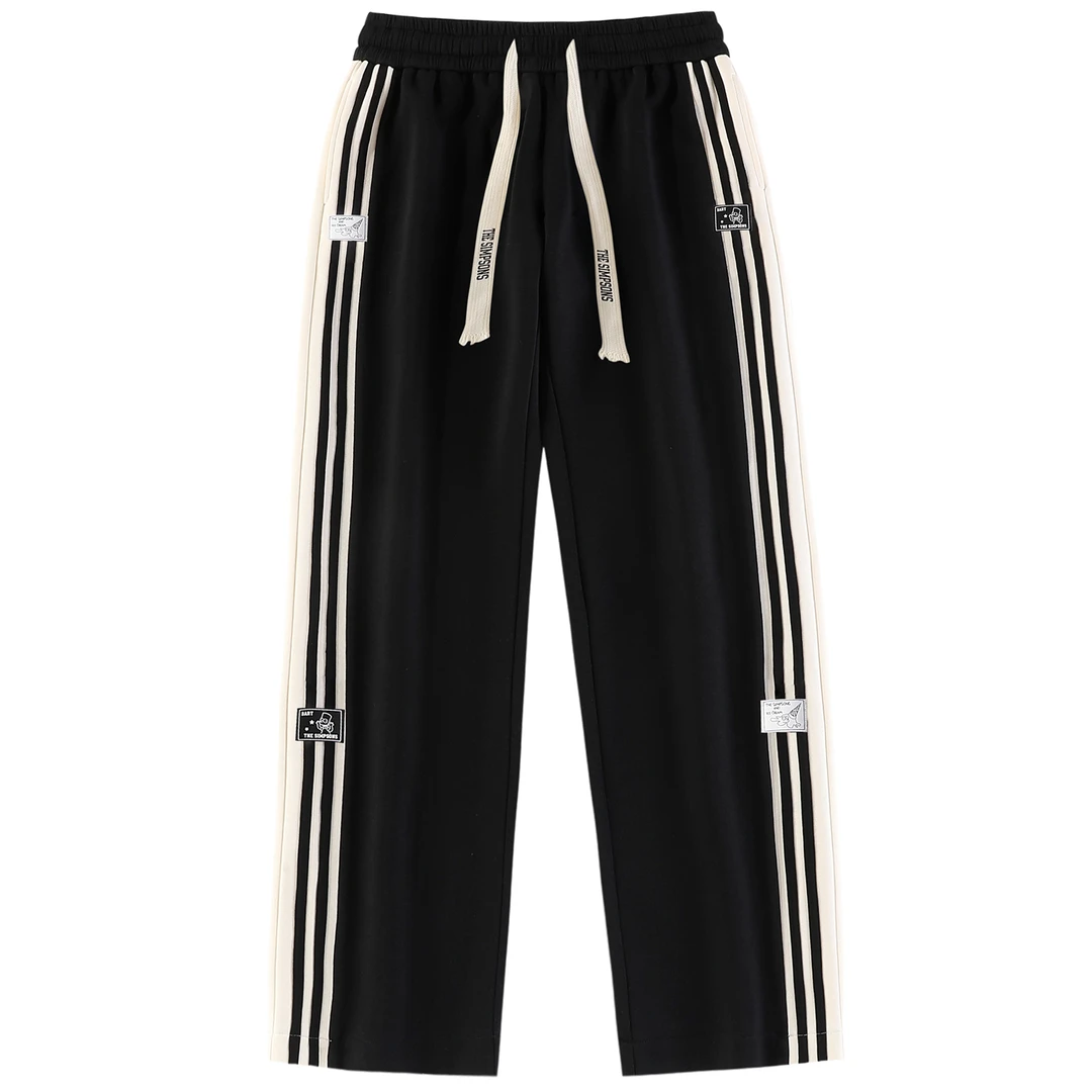 THESIMPSONS卡通Logo标侧边撞色条纹休闲运动长裤男SPCPT233F34U