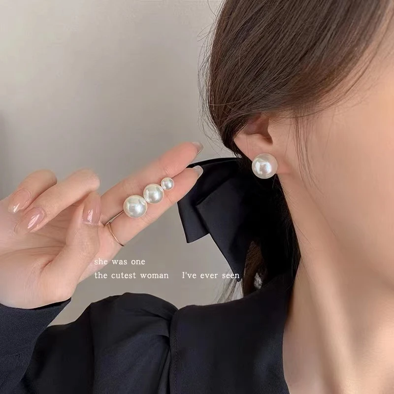 夏季上新韩版气质简约高级感轻奢仿珠珠耳钉百搭设计感圆形耳环女