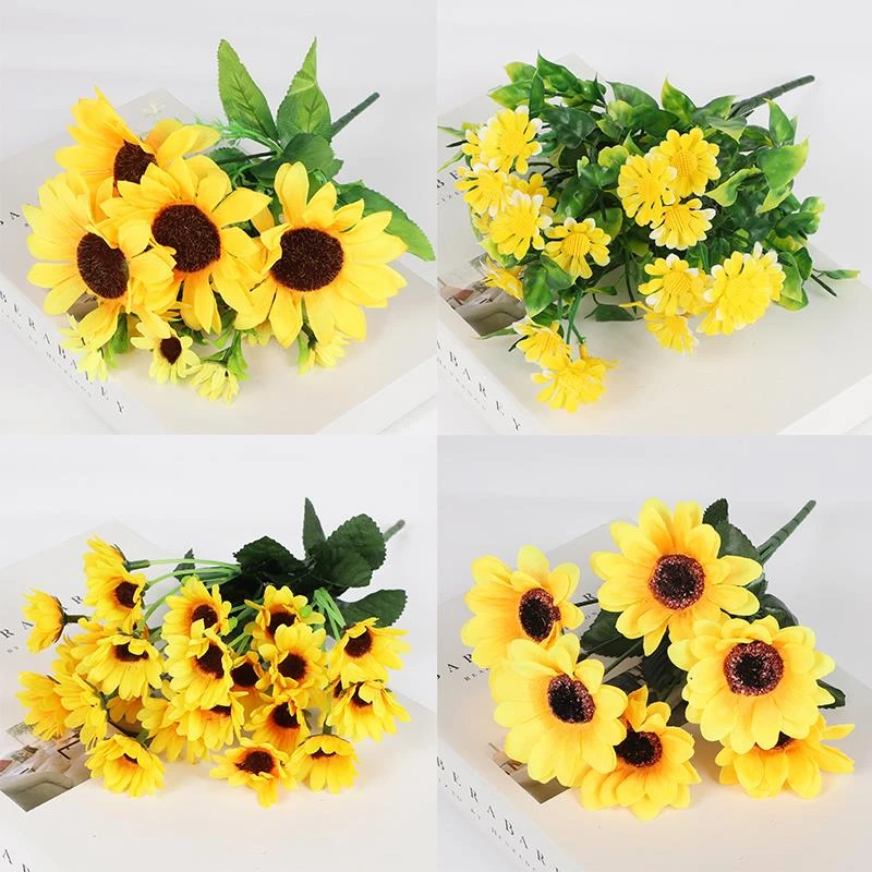 仿真花束假花装饰室内餐桌摆设太阳花绢花单枝干花塑料塑料花
