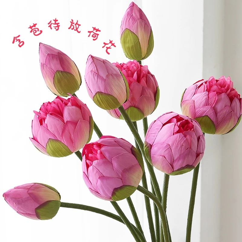 荷花仿真花新中式莲花假花莲叶莲蓬摆件客厅插花瓶水塘鱼池拍照