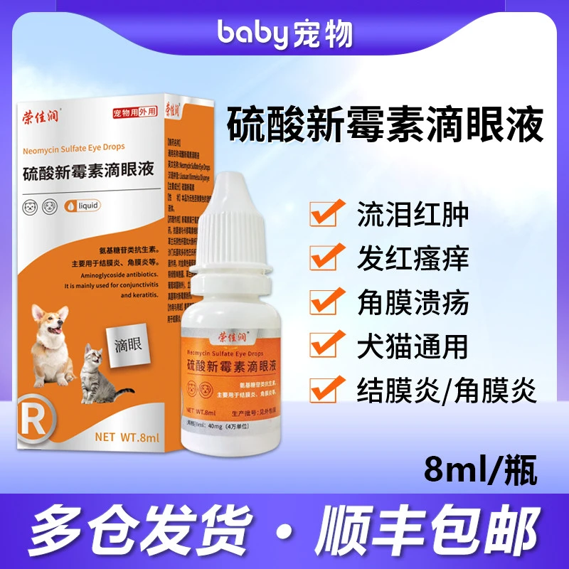 硫酸新霉素滴眼液猫咪滴眼液狗猫咪眼睛发炎结膜炎宠物猫咪眼药水
