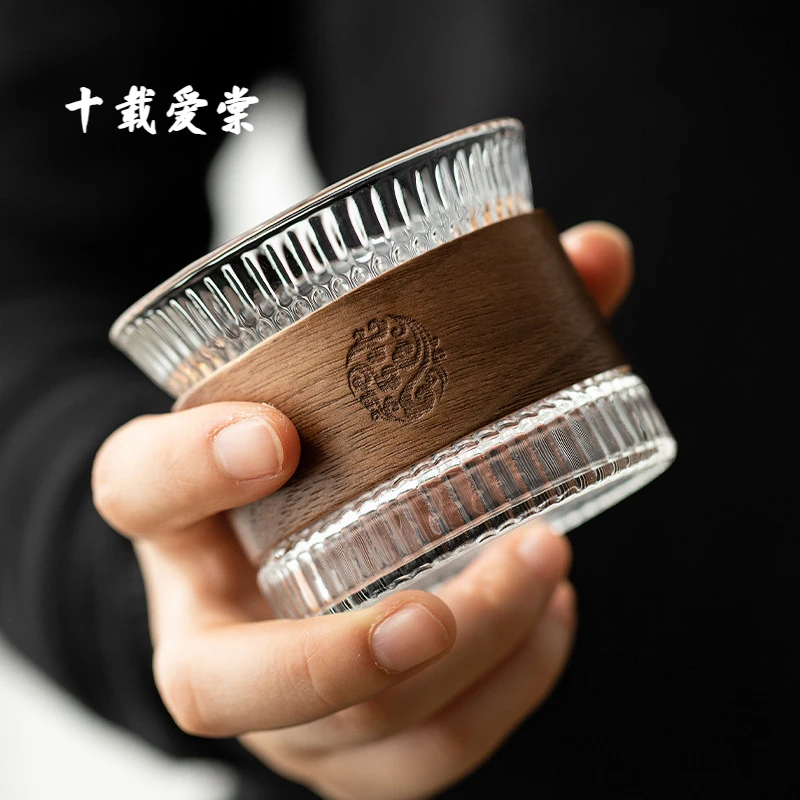十载爱棠茶杯明火煮茶喝茶杯中式隔热品茗杯透明玻璃功夫小品杯
