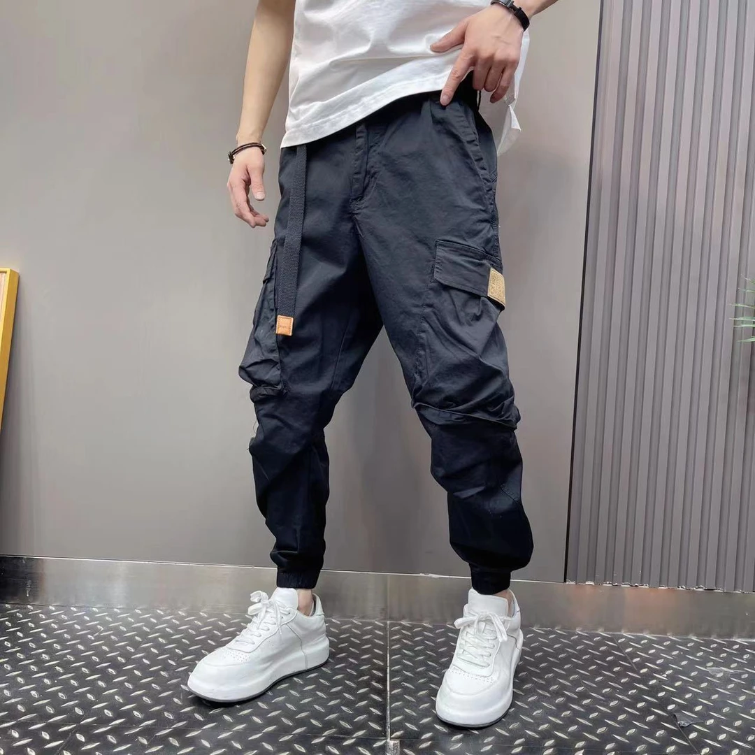 新款男士潮流工装束脚裤微跨宽松帅气口袋休闲裤百搭潮牌工装裤