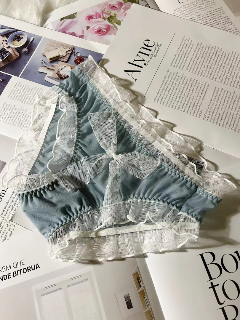 时尚法式梦幻星尘透气舒适性感大蝴蝶结少女蕾丝内裤