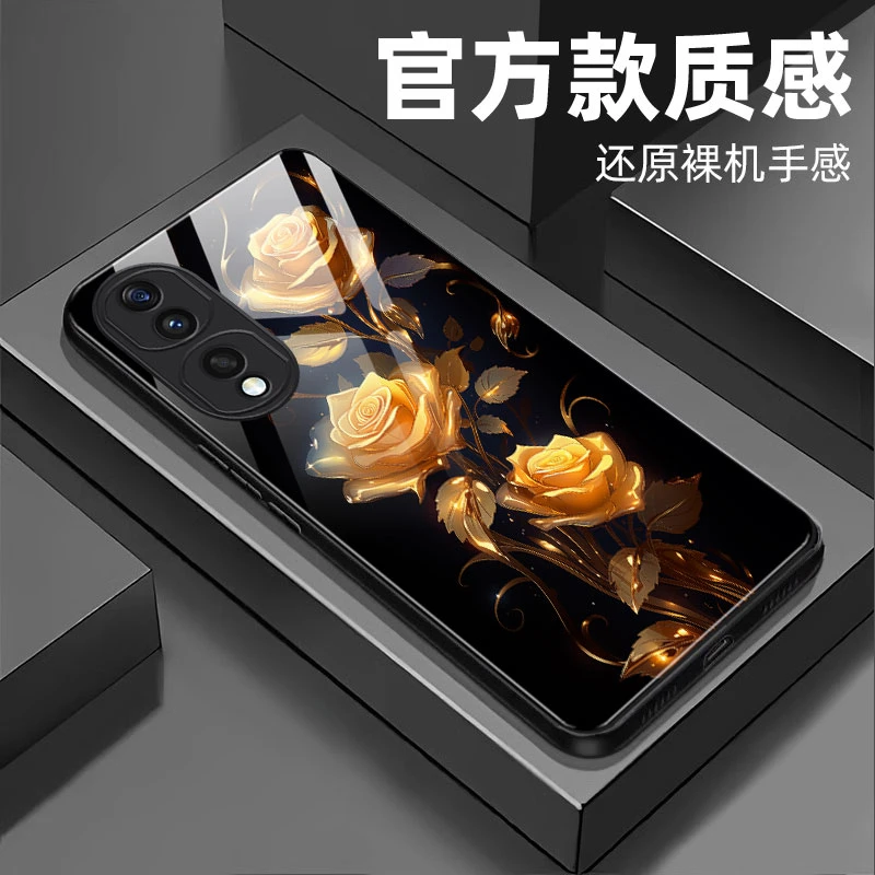 【荣耀80 Pro】钢化玻璃手机壳 绚丽玫瑰抗磨耐摔全包