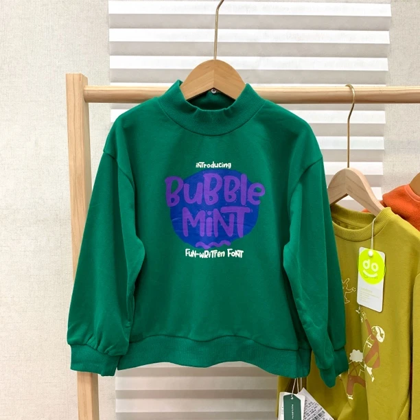 儿童新款春秋半高领细毛圈软软糯糯男童女童卫衣