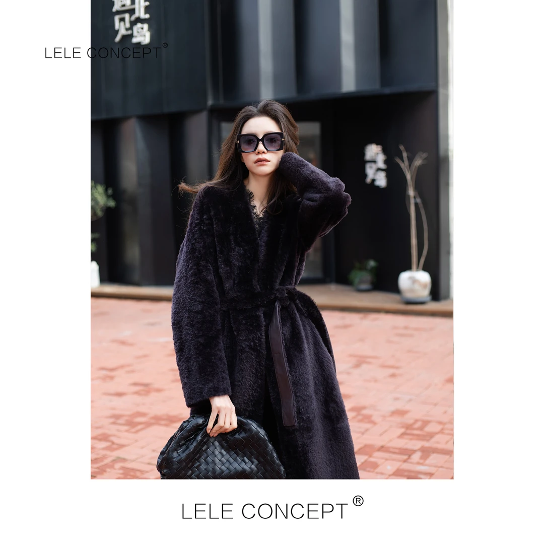 LELE CONCEPT丨净版无领腰带款皮毛一体D0109