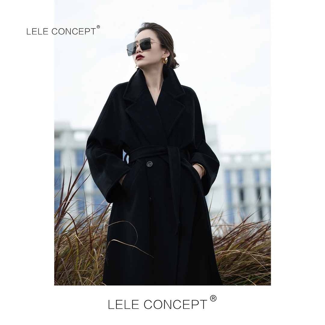 LELE CONCEPT | 轻奢高品质山羊绒六扣腰带大衣优雅气质长款D0036