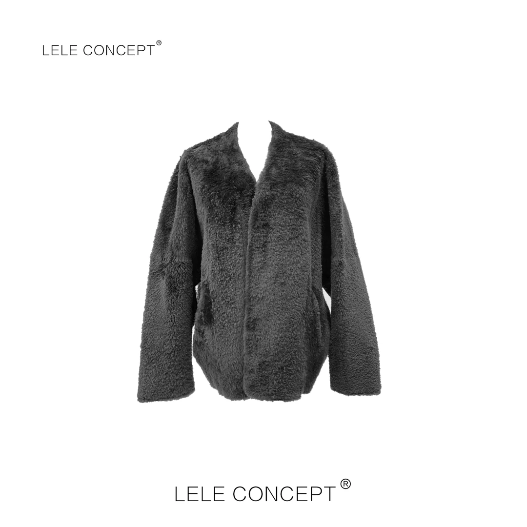LELE CONCEPT丨【精选推荐】轻奢高级感斜兜净版皮毛外套Y0456