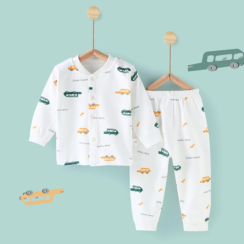 婴儿纯棉内衣套装男女宝宝秋衣秋裤打底开衫春秋装居家睡衣0-2岁