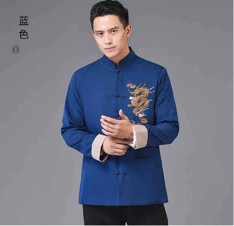 改良中山装男单排扣立领外套 中国民族风休闲唐装汉服男修身上衣