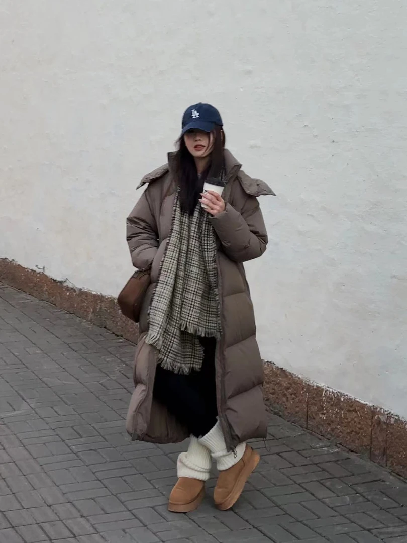 【邂逅初雪】长款羽绒服女冬新款超长过膝韩版白鸭绒加厚大被子外套