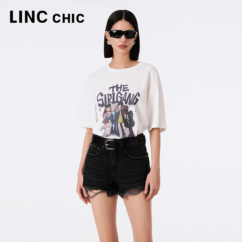 无品牌金羽杰反季秋季新款时髦趣味印花圆领T恤女S233TS450