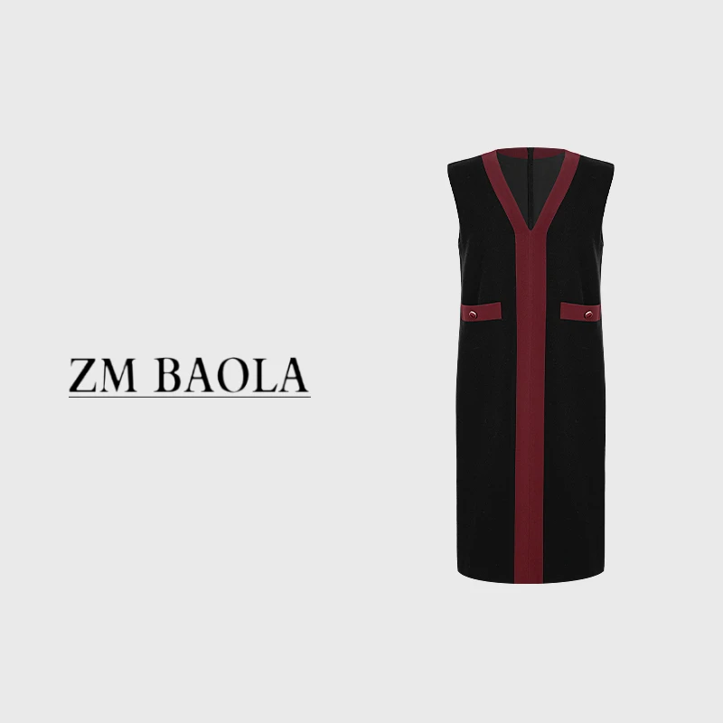 ZM BAOLA【红颜】撞色拼接小众设计感时尚女装连衣裙BS6053-S3