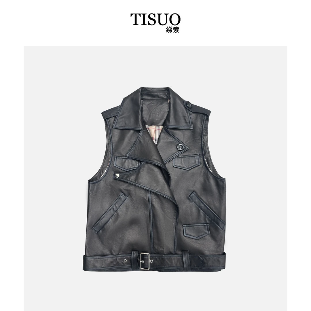 TISUO/绨索 美式复古洗水植鞣马夹 TS323307