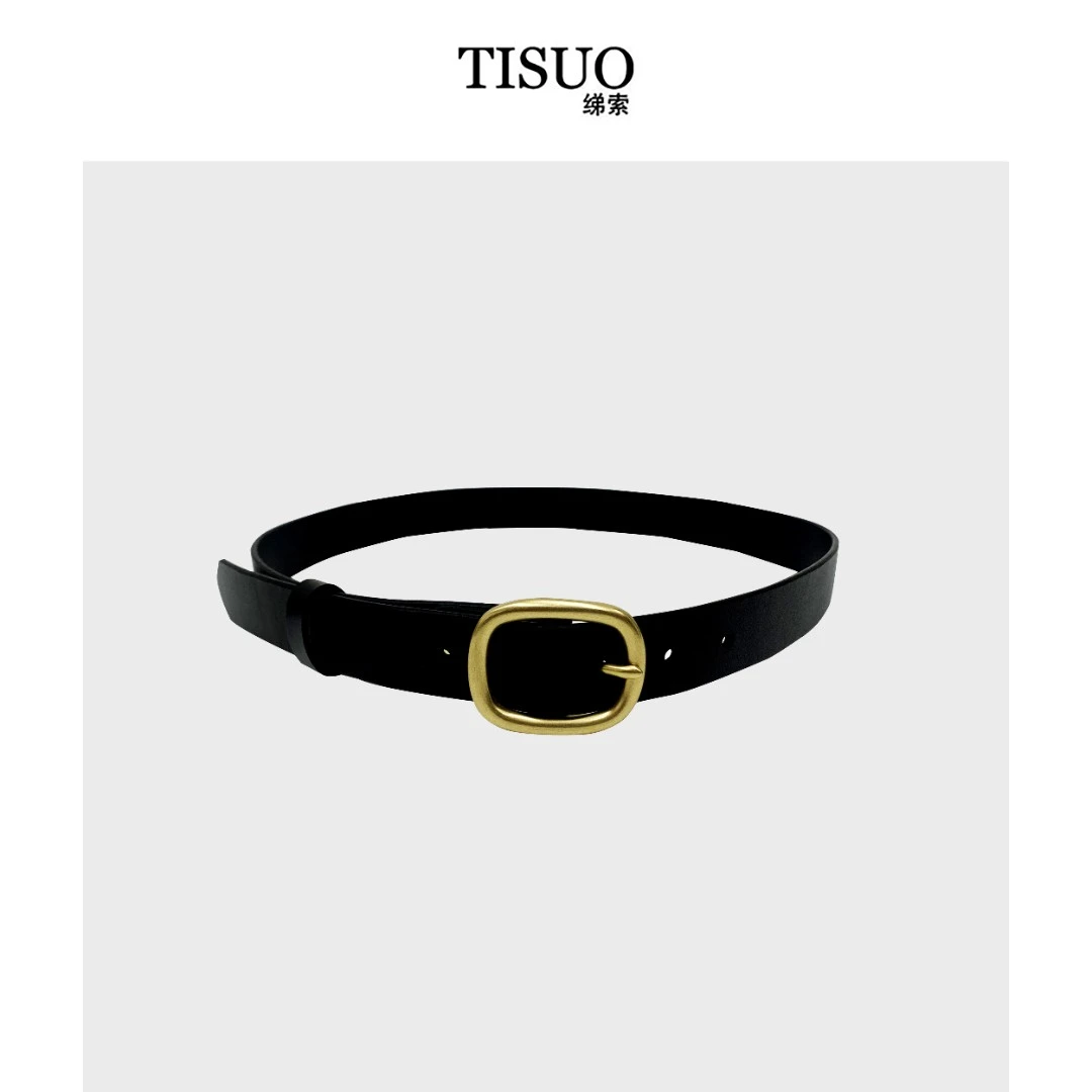 TISUO/绨索复古百搭光面皮带时尚双面真皮轻奢TS591083