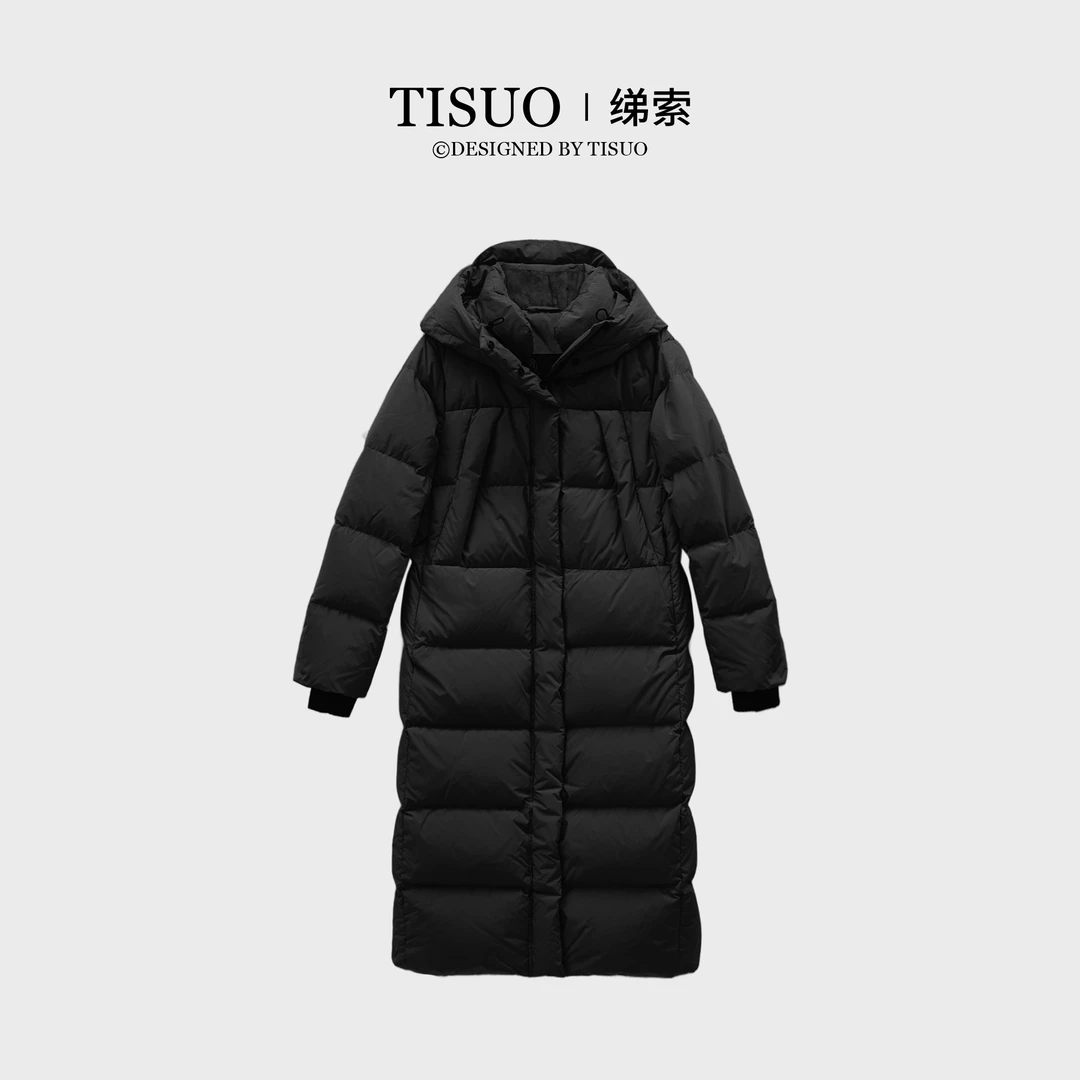 TISUO/绨索【南法暖冬】轻柔保暖95鹅绒长款连帽羽绒服TS889988