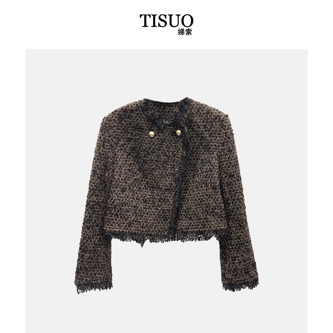 TISUO/绨索 “美拉德”流苏编织羊毛短款外套 TS310732