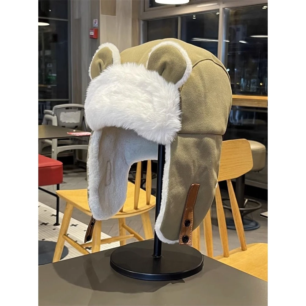 雷锋帽男女冬天韩版百搭可爱耳朵防风眼镜护耳帽户外防寒东北帽男