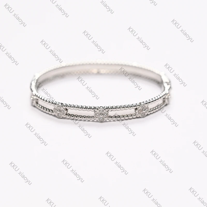 合金手镯 经典万花时尚百搭不掉色手镯叠戴网红轻奢银色手镯