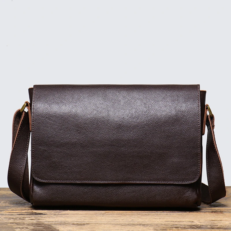 外贸爆款男士植鞣皮单肩包真皮女斜跨背包手工复古男包牛皮iPad包