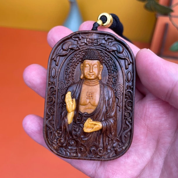 （5/7m新镶嵌如来）巴布亚贡木天然复古原木雕刻文玩