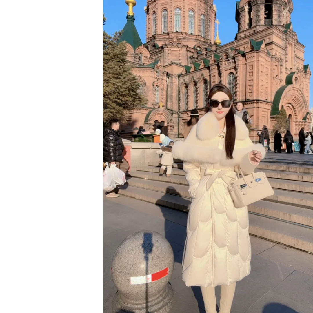 大琪 2024新款狐狸毛长款鹅绒服轻奢时尚百搭33366