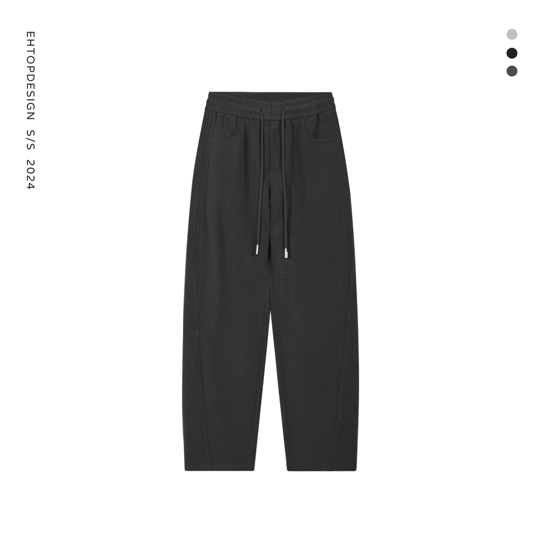 秋冬新款加厚加绒宽松潮流男女同款百搭立体剪裁直筒休闲裤H2406