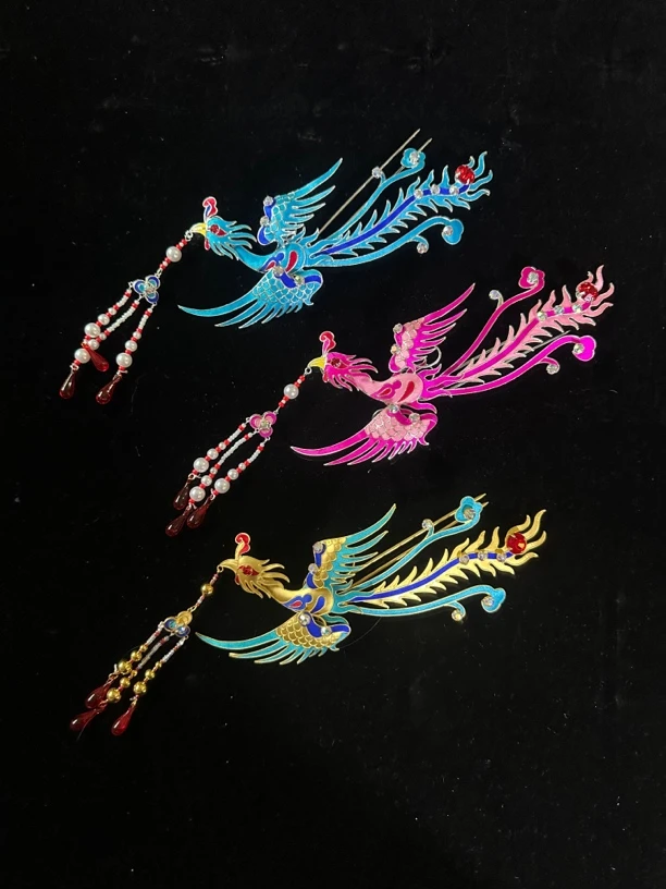 戏曲舞台汉服配饰金色点绸偏凤头饰小姐凤