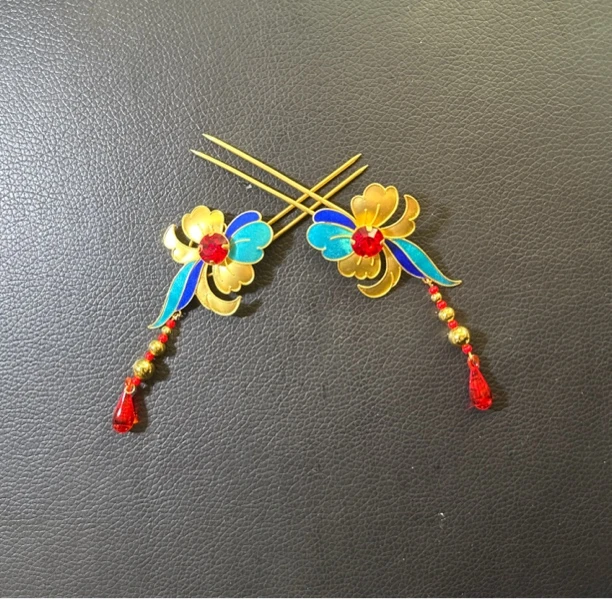 古典汉服发饰点绸流苏发簪戏曲舞台小姐头饰小花挑