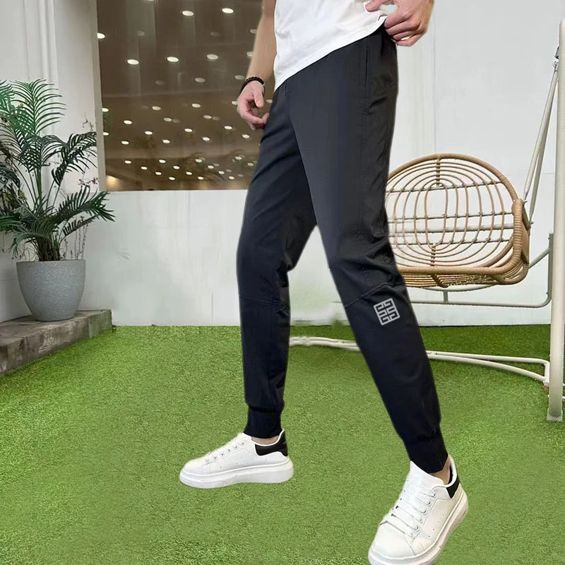 冰丝休闲裤男士夏季2024新款小脚九分束脚潮修身哈伦运动速干裤子