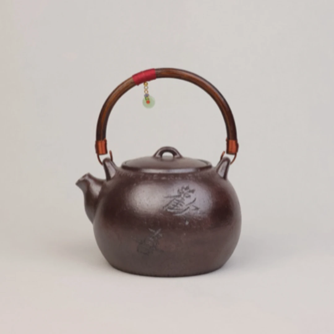 【欢喜煮水壶】柴烧 紫泥 半手工/陶刻 800cc