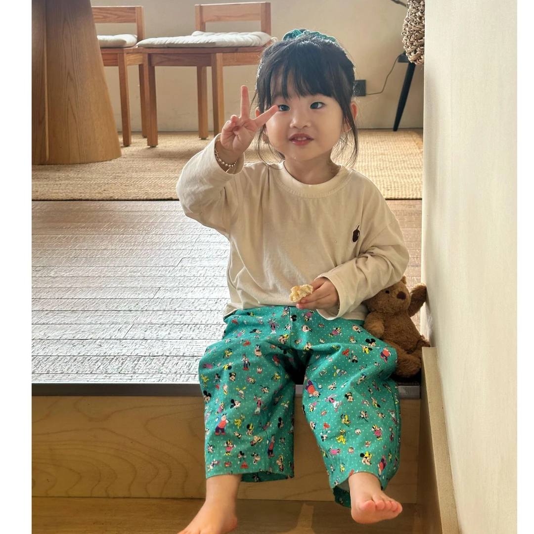 《小思家》2024秋季新款韩版女童可爱百搭米老鼠卡通长裤休闲裤