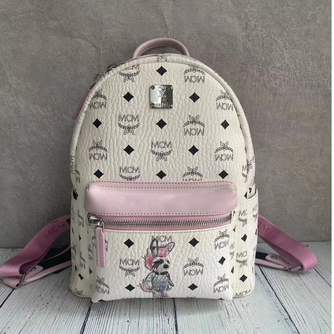 99新 MCM mcm白色兔子小号双肩包98新