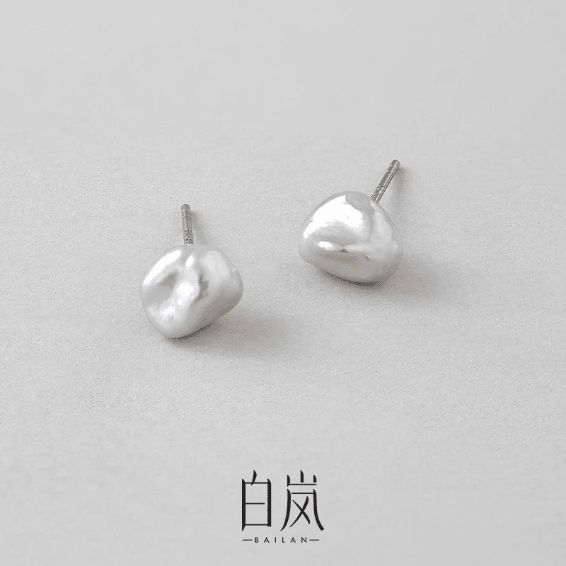 白岚keshi珍珠耳钉女时尚小众设计轻奢白色百搭ED3986，多样性发一