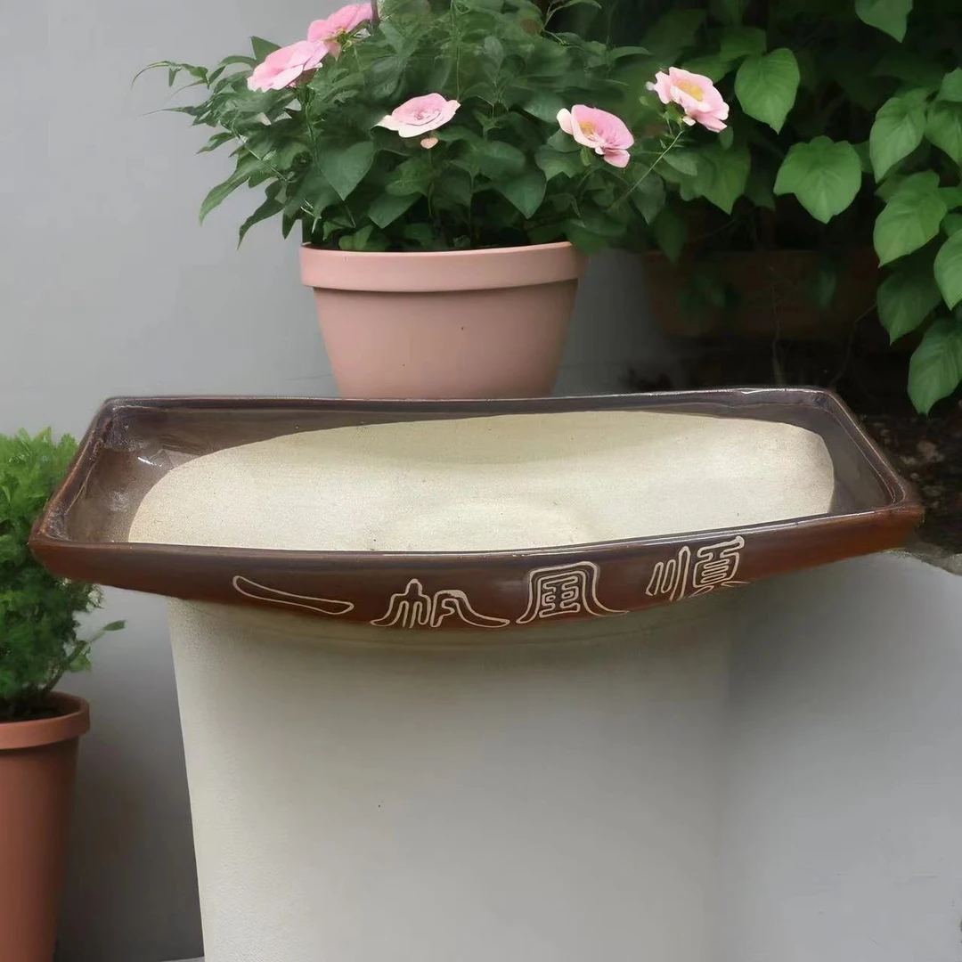 一帆风顺手工船型高温盆栽富贵竹水仙花陶瓷花盆大号花朵盆清仓
