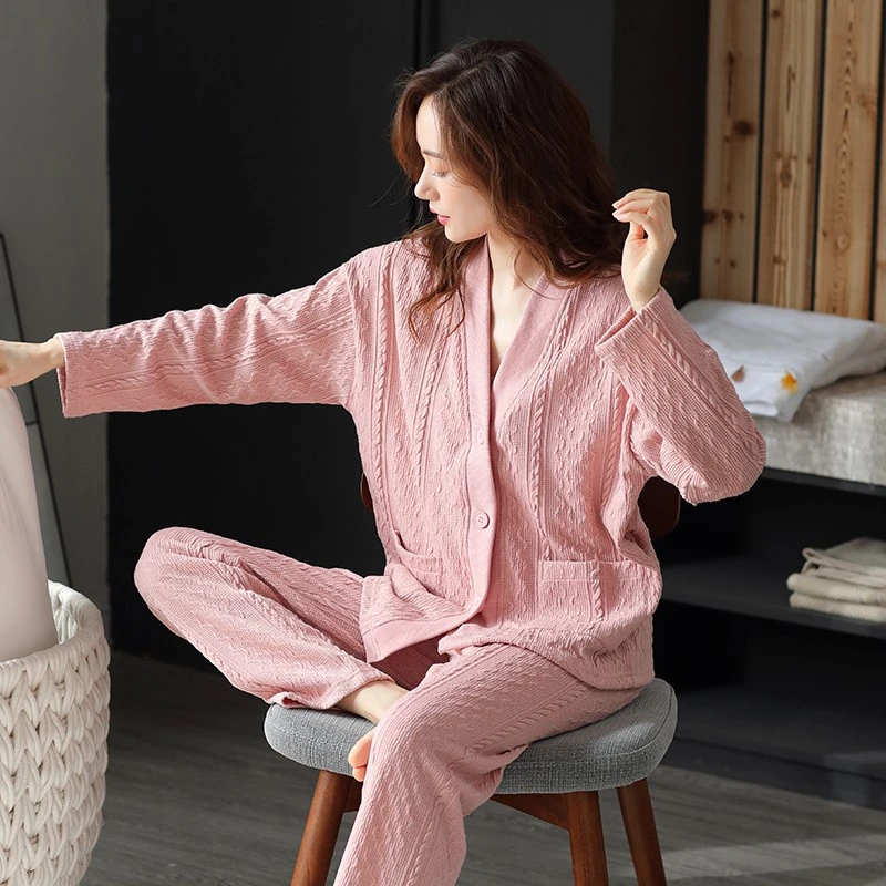女士睡衣女春秋纯棉长袖秋季妈妈大码高颜值可外穿网红高档家居服