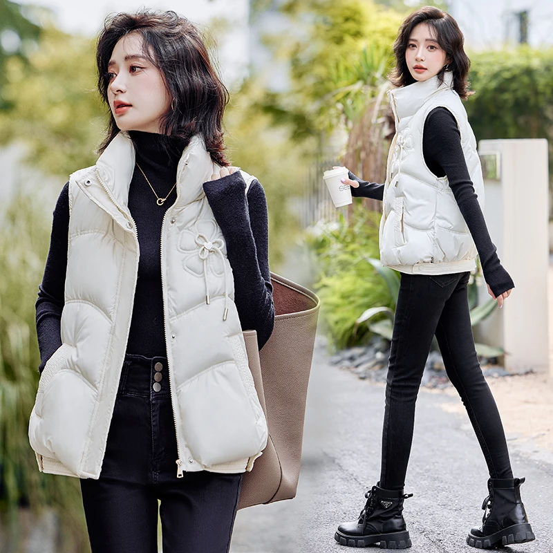 棉马夹女式新款2024年秋冬季短款坎肩欧货万能百搭小马甲国风外穿