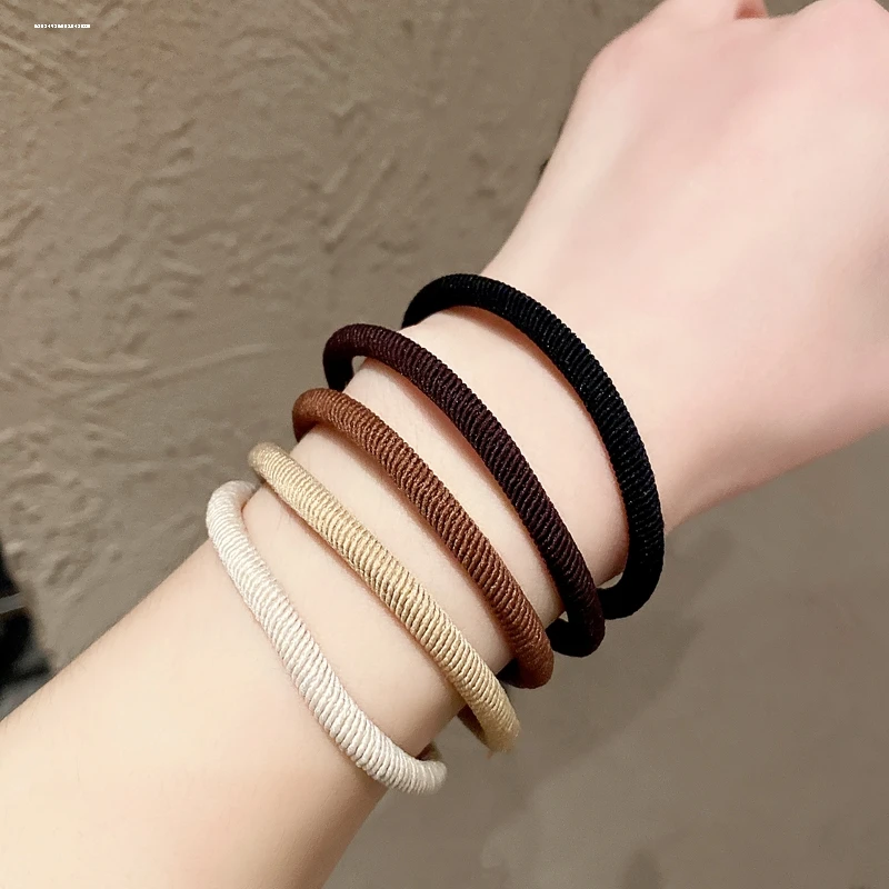 温暖高弹力斜纹发圈头绳无接缝冷淡少女质感加粗小众发饰简约百搭