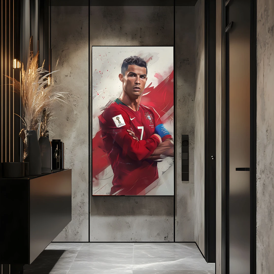 RX 高端定制装饰画 PVC 尺寸40x80 足球明星 玄关 客厅挂画