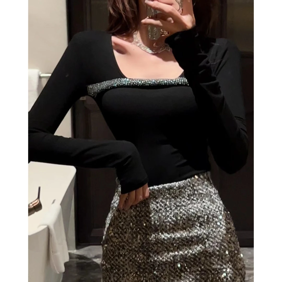 婉君 【高定轻奢】显瘦高腰长袖上衣打底LWJ23C3T1158