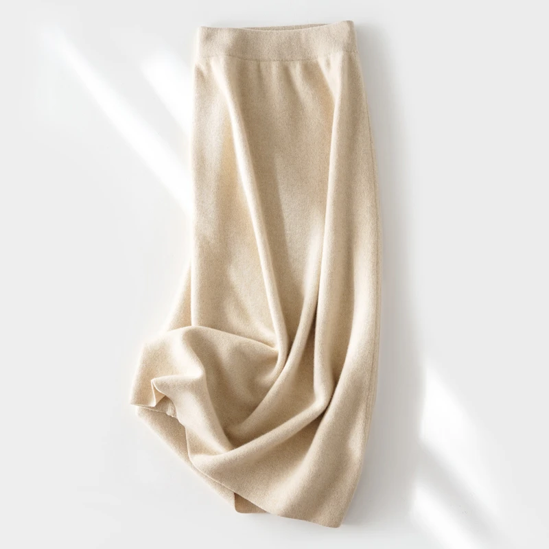 【不议价】女士500克纯山羊绒12针全包边加厚款百搭柔软四平针A字裙