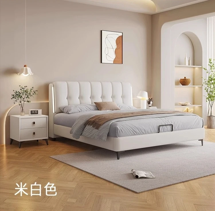 皮床现代简约主卧室1.8米轻奢奶油风双人软包1.5m储物婚床