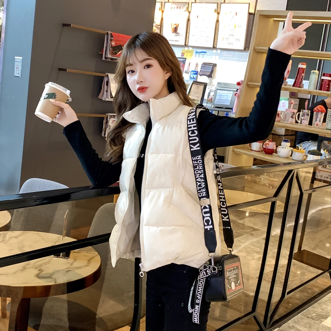 2023秋冬新款丝绵马甲女短款学生韩版宽松坎肩外穿背心马夹外套潮