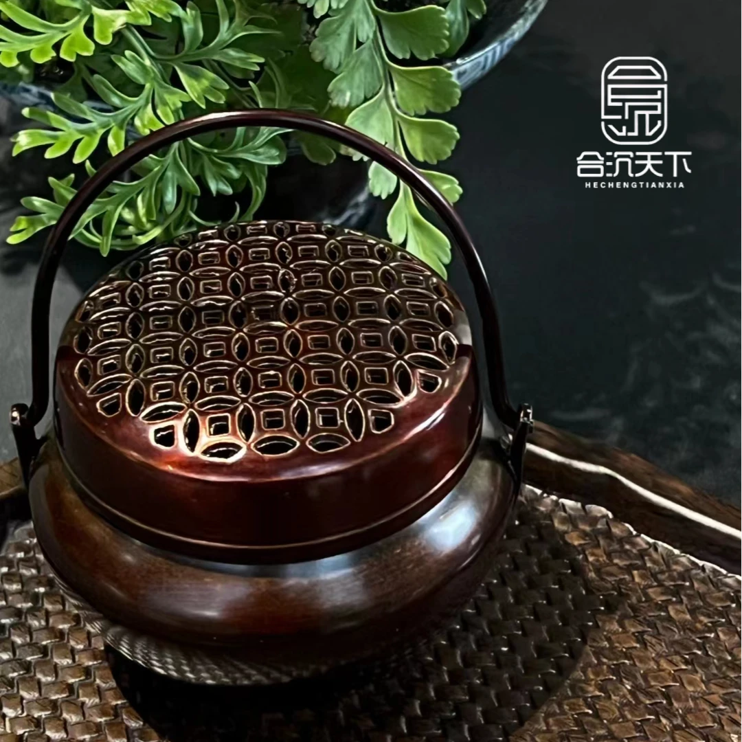 铜钱盖 小手提炉  纯铜